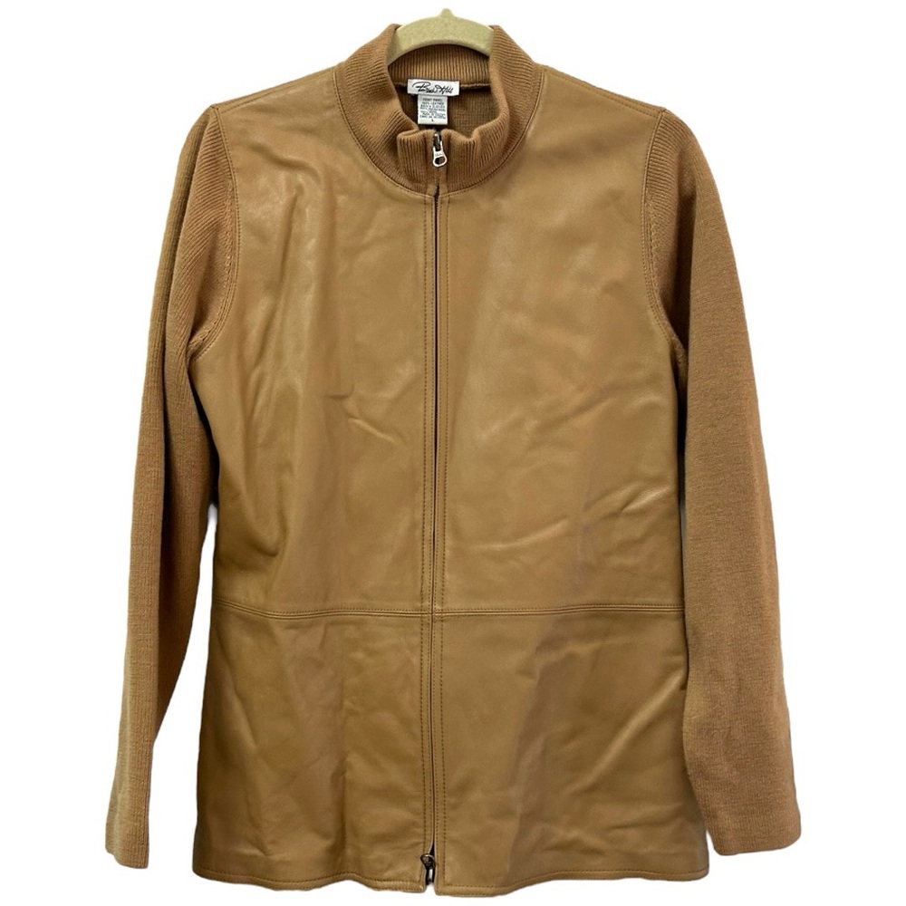 Birch Hill Women’s Leather and Wool Zip Up‎ Jacket  Sz L